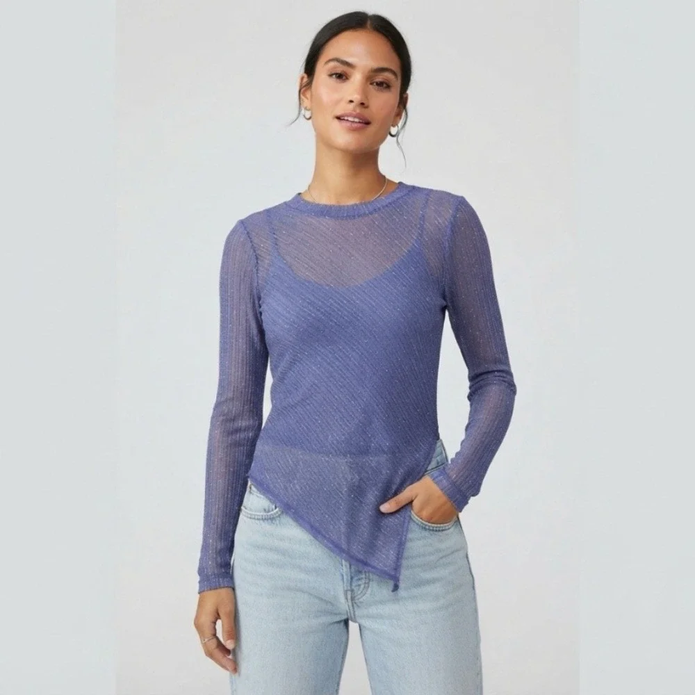 Intimately Free People Another Round Metallic Asymmetric Top Lilac Small NWT